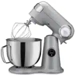 Silver stand mixer with mixing bowl
